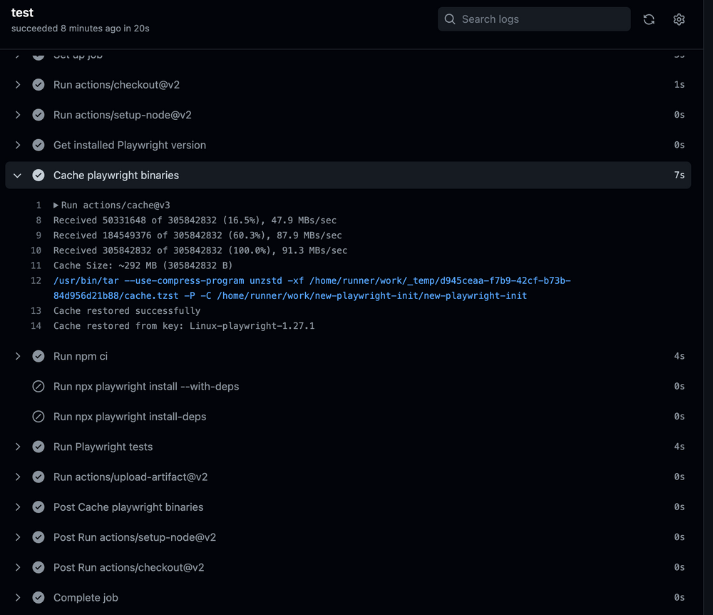 Is there a way for GitHub Action to Cache the Playwright Browser Binaries?